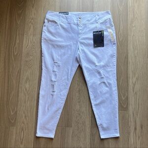Deja Blue High Rise Distressed Skinny Jeans White Women’s Plus Size 24